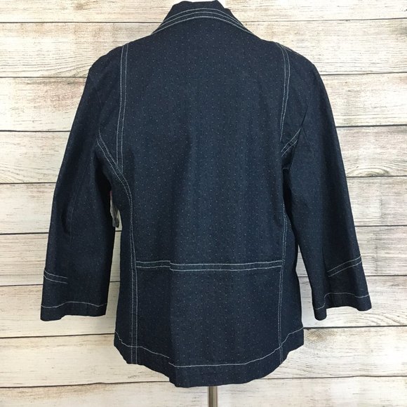 FDJ French Dressing Jean Jacket Blue with Polka Dot Slight Stretch Lightweight - Picture 6 of 14